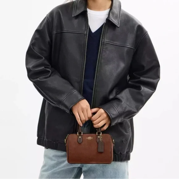 NWT Coach Mini Rowan Crossbody Bag CCF29 suede/Vintage Brown - Picture 5 of 16